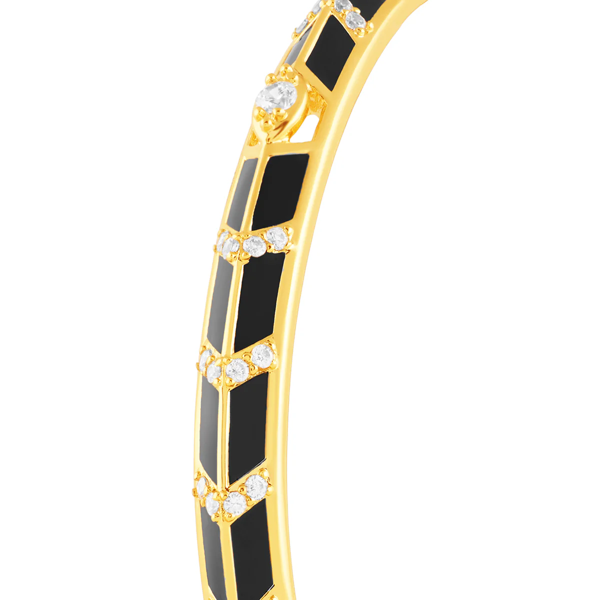 Alora Black Enamel Cuff In 18Kt Gold Plated - Image 5