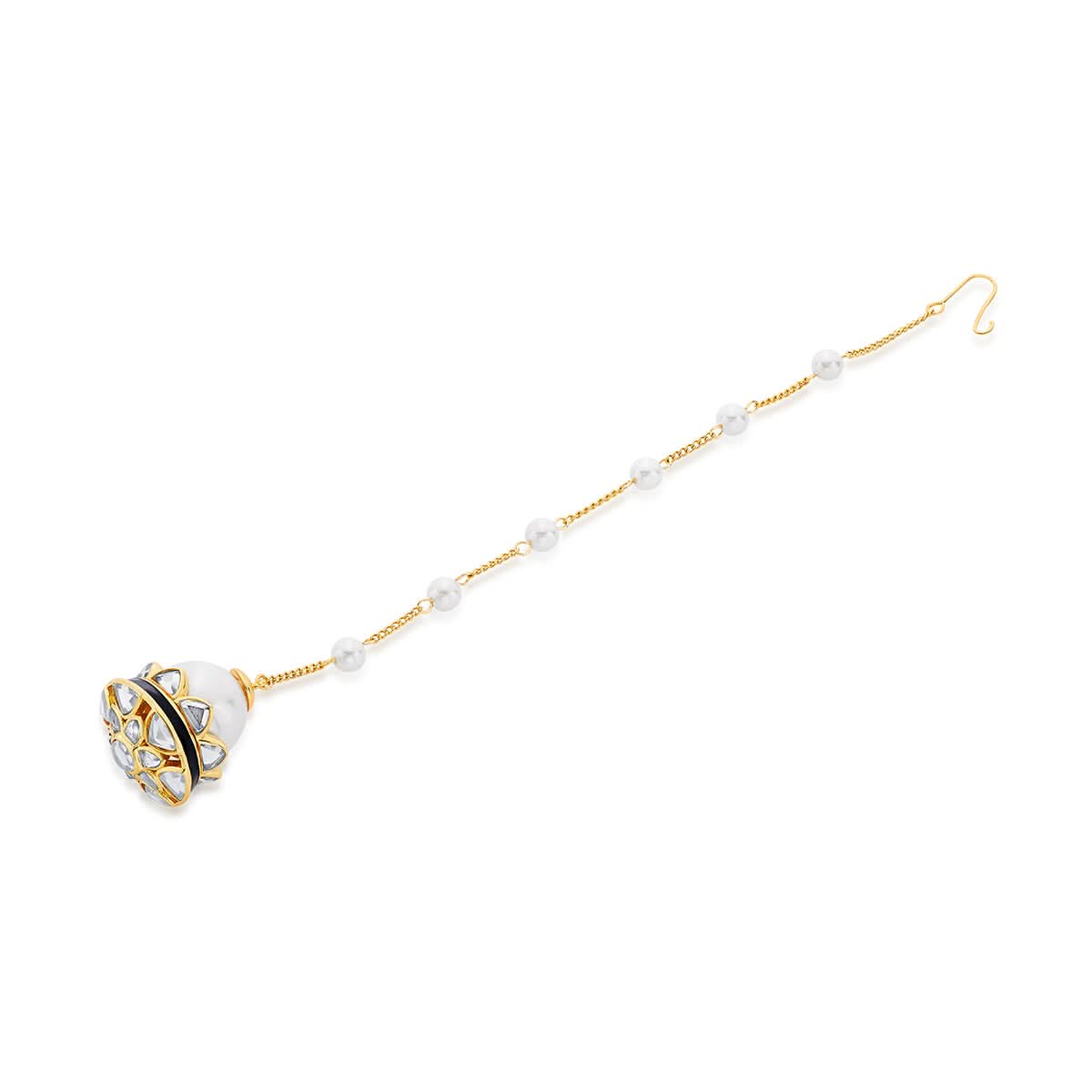 Amara Mirror Pearl Dainty Maangtikka - Image 3