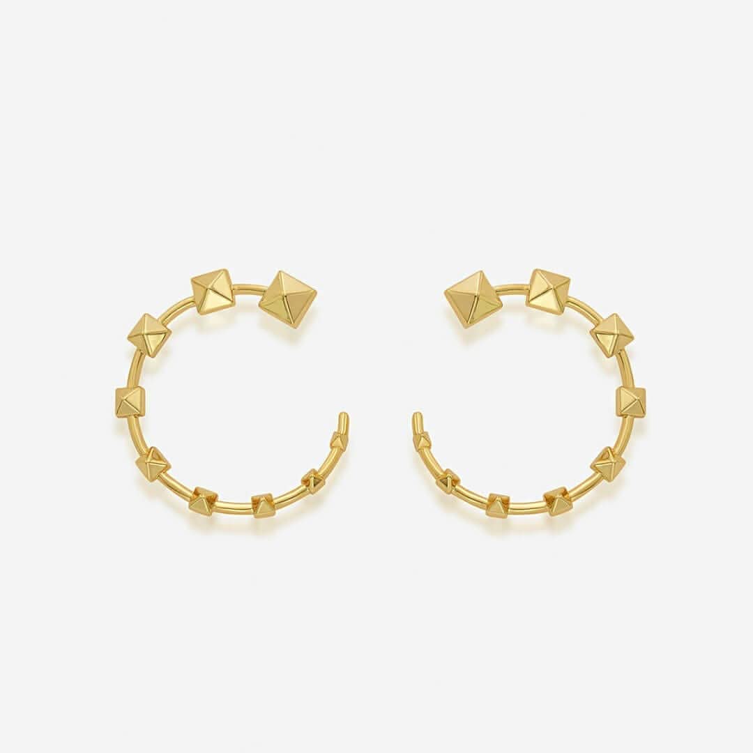 Ayaana Gold Pyramid Stud Orange Peel Earrings