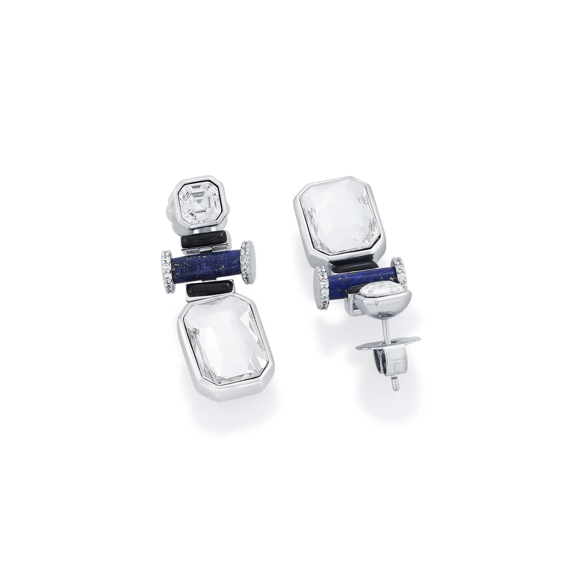 Digital Blue Short Crystal Earrings - Image 3