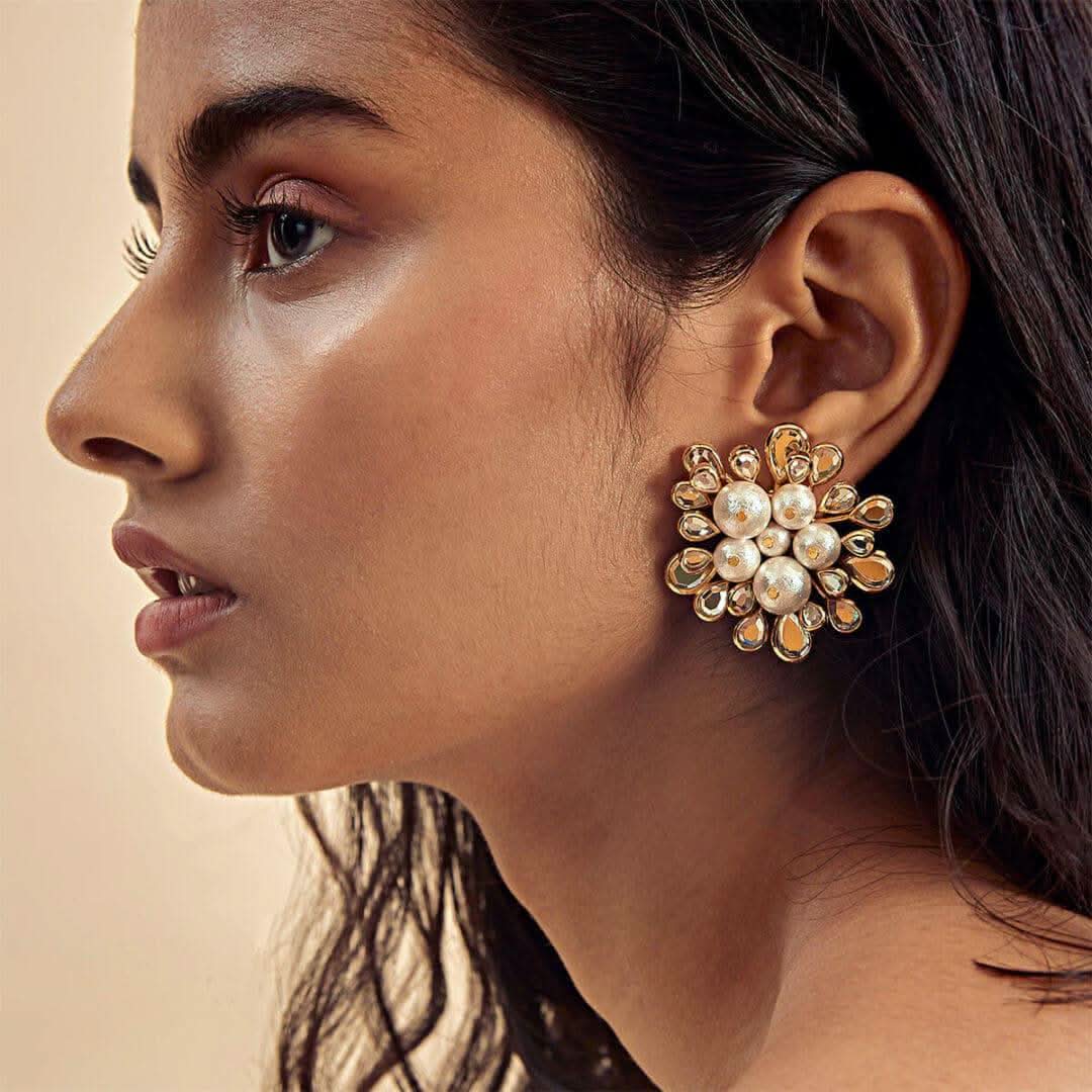 Limelight Cluster Of Pearls Statement Stud Earrings