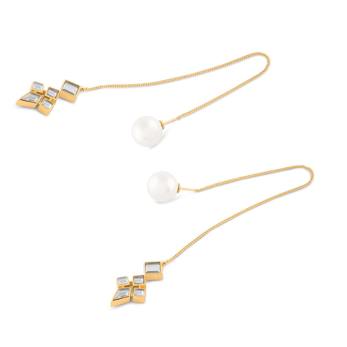 Nora Fatehi Flor Pearl Thread Earrings - Image 4