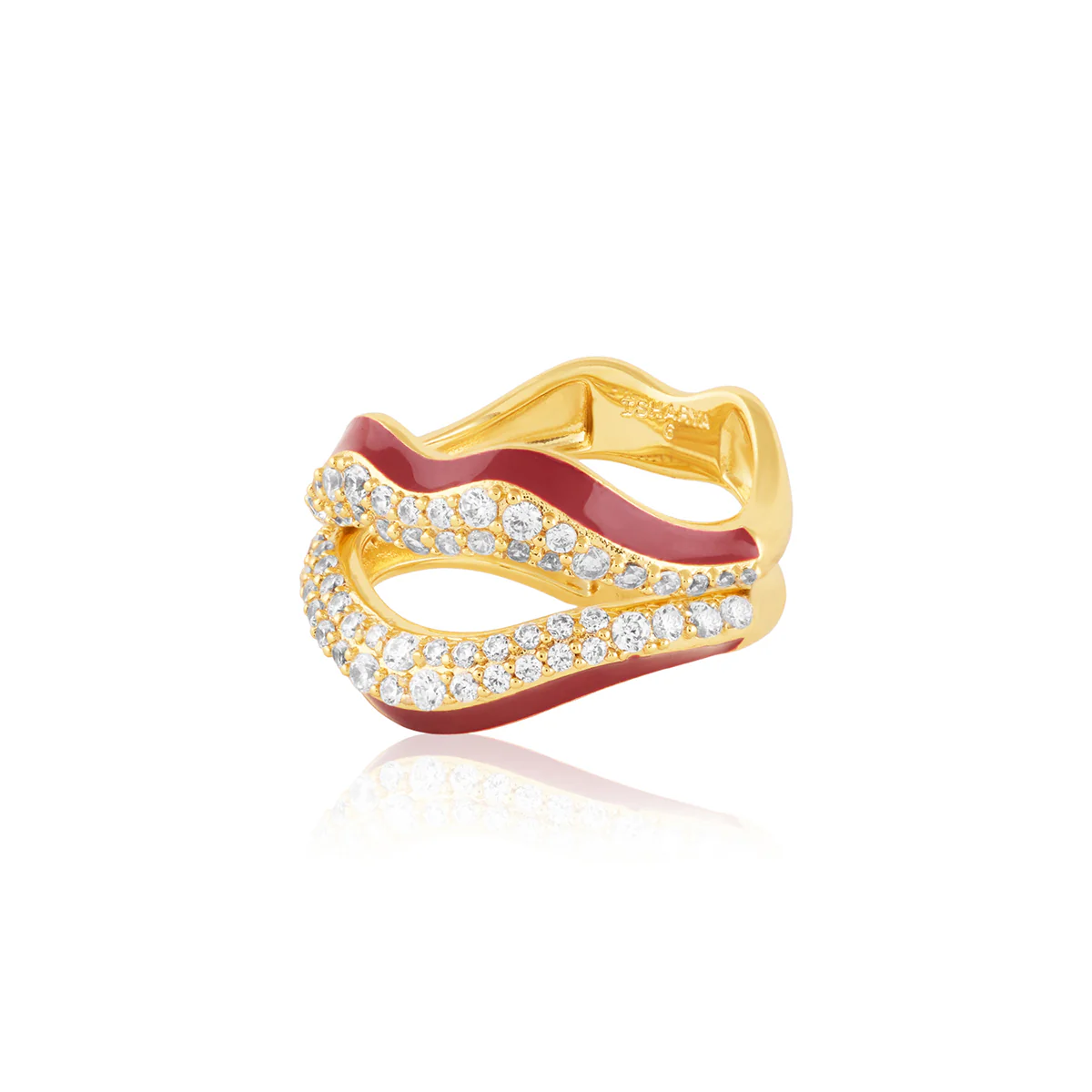 Obscura Lip Ring In 18Kt Gold Plated - Image 3