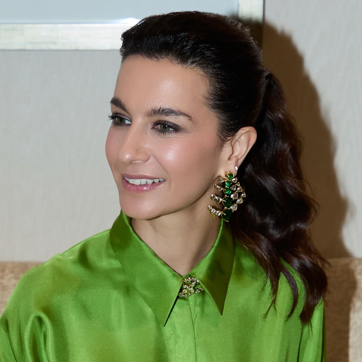 Yalda Hakim Seher Mirror & Hydro Emerald Studs - Image 3